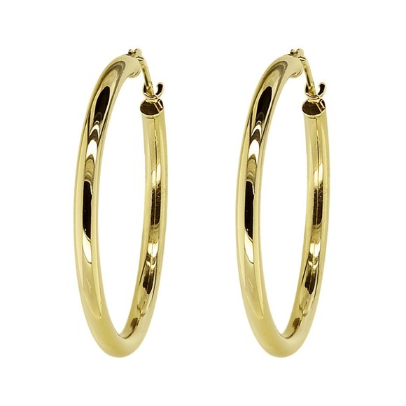 Classy Hoop Earrings 14K Yellow Gold - Picture 3 of 4